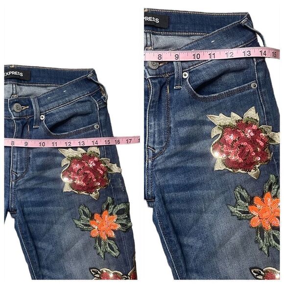 Embellished Express Mid Rise Embellished Jeans - Picture 12 of 15